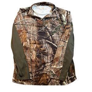 Sports Afield 1/4 Zip Pullover Top Large Realtree Camo Green Brown Hunting